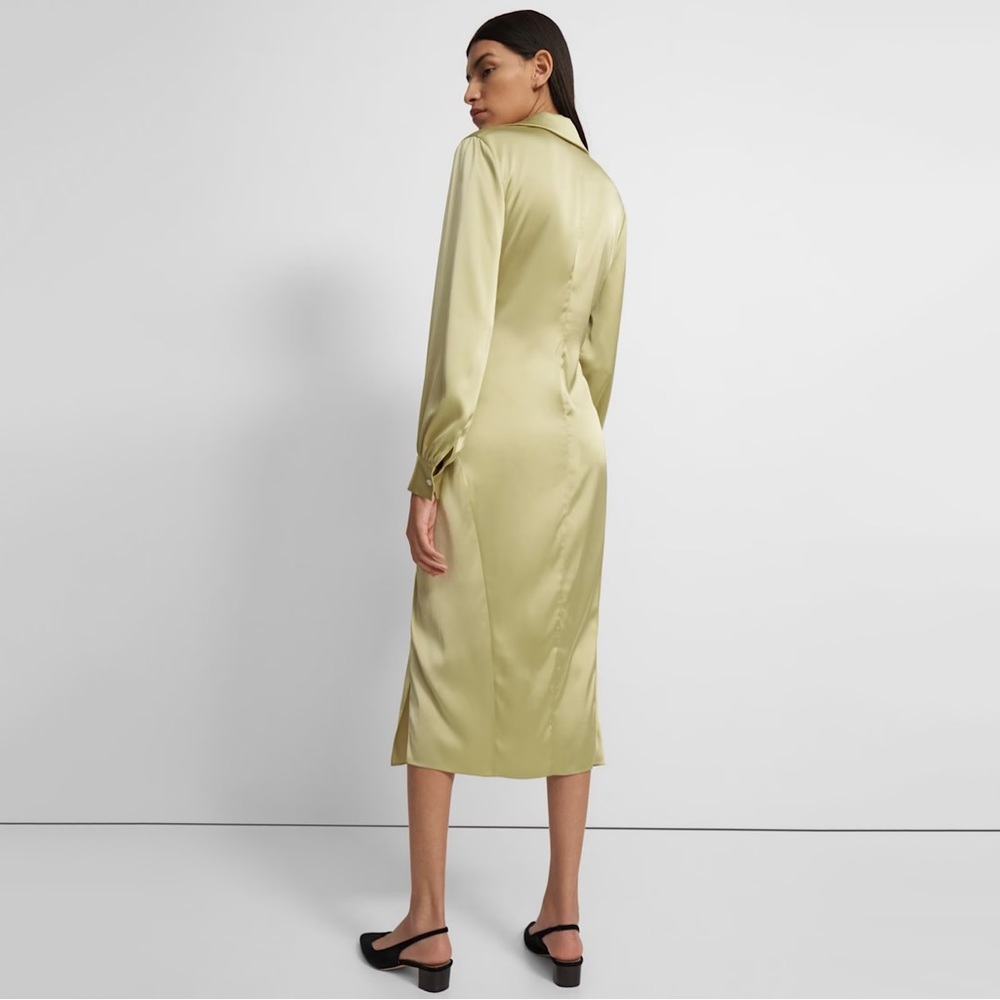 Theory Women’s Satin Twist Front Midi Dress Elegant Cocktail Evening Wear Sz 10 - Picture 7 of 10